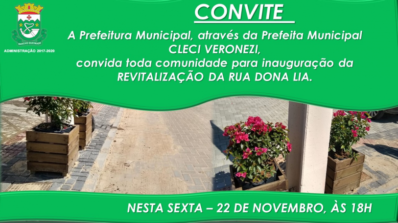 Convite para Inauguração da Revitalização da Rua Dona Lia